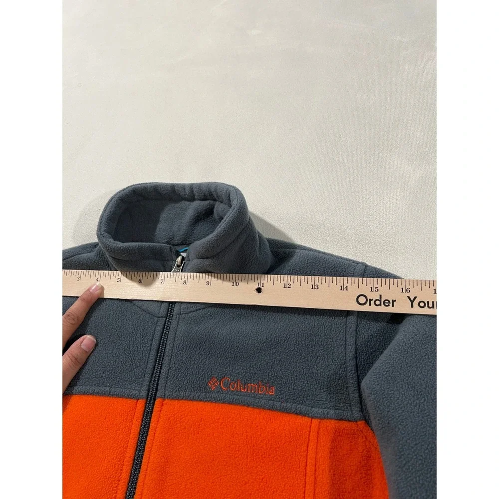 Columbia Kids Fleece Jacket Orange Gray Full Zip Youth Size L 14 16